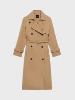 Theory Women's Tan Double-Breasted Trench Coat
